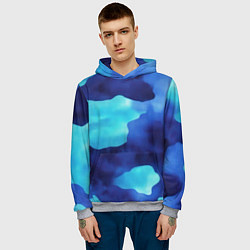 Толстовка-худи мужская Камуфляж в синих оттенках, цвет: 3D-меланж — фото 2