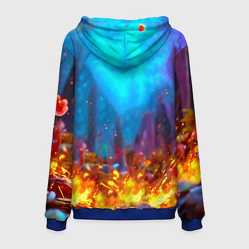 Мужская толстовка Енот в огне / 3D-Синий – фото 2