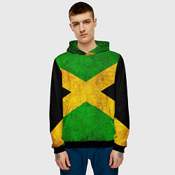 Толстовка-худи мужская Jamaica flag, цвет: 3D-черный — фото 2