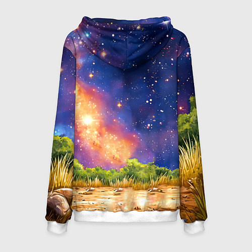 Мужская толстовка Зебра в звездную ночь / 3D-Белый – фото 2