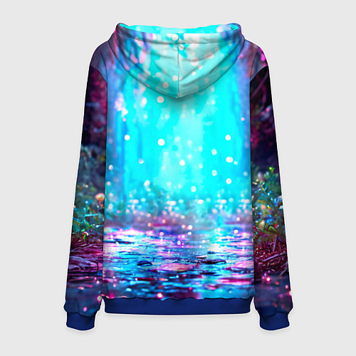 Мужская толстовка Зайчик в сказочном лесу / 3D-Синий – фото 2