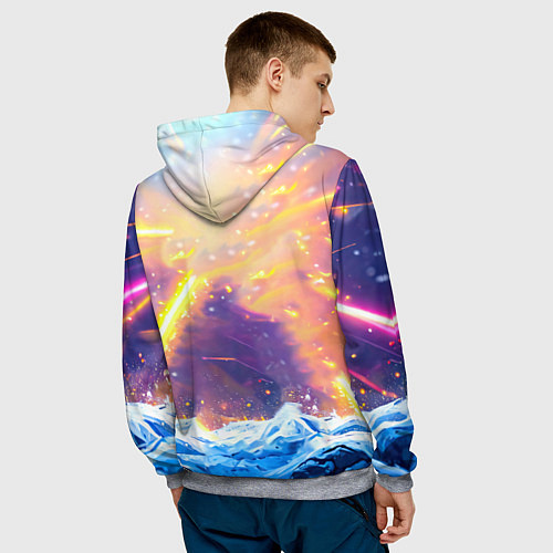 Мужская толстовка Белый медведь идет по льдине / 3D-Меланж – фото 4