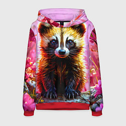 Толстовка-худи мужская Росомаха в розовом лесу, цвет: 3D-красный
