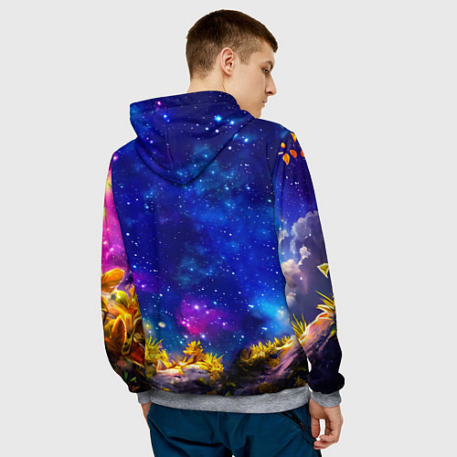Мужская толстовка Лемур и звездная ночь / 3D-Меланж – фото 4