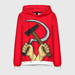 Толстовка-худи мужская Серп и молот в руках, цвет: 3D-белый
