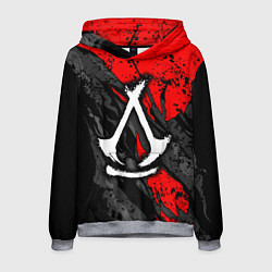 Толстовка-худи мужская Assassins creed: shadows - белый логотип, цвет: 3D-меланж