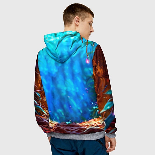 Мужская толстовка Кенгуру в джунглях / 3D-Меланж – фото 4