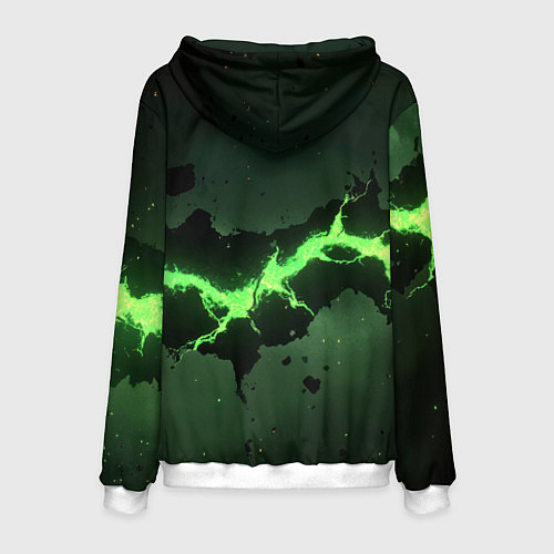 Мужская толстовка Неоновая плита с зеленым разломом / 3D-Белый – фото 2
