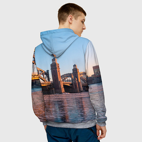 Мужская толстовка Большеохтинский мост в Санкт-Петербурге / 3D-Меланж – фото 4