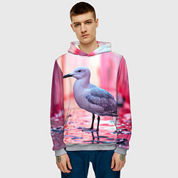 Толстовка-худи мужская Чайка на розовом, цвет: 3D-меланж — фото 2