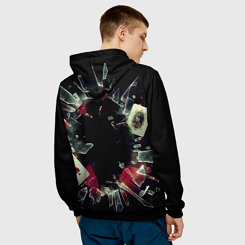 Мужская толстовка Джокер - разбитое стекло / 3D-Черный – фото 4