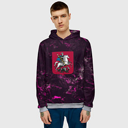 Толстовка-худи мужская Герб Москвы на текстурном фоне, цвет: 3D-меланж — фото 2