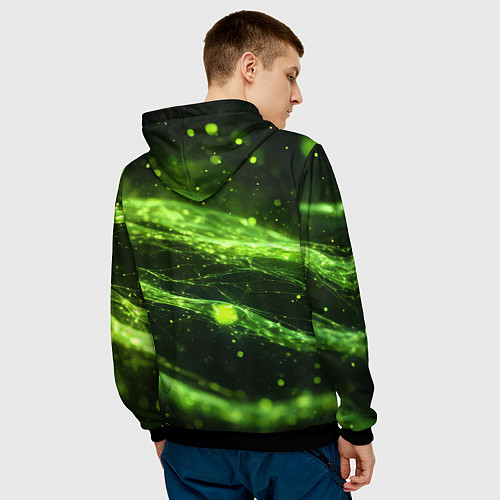 Мужская толстовка Текстура зеленая жидкость / 3D-Черный – фото 4