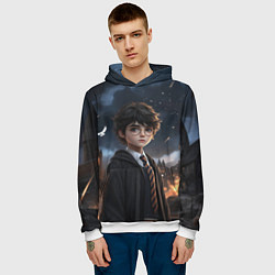 Толстовка-худи мужская Серьезный Гарри Поттер, цвет: 3D-белый — фото 2