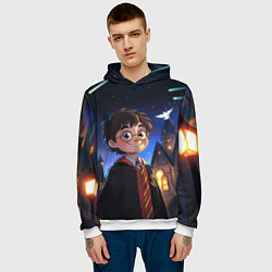 Толстовка-худи мужская Гарри Поттер и кометы, цвет: 3D-белый — фото 2