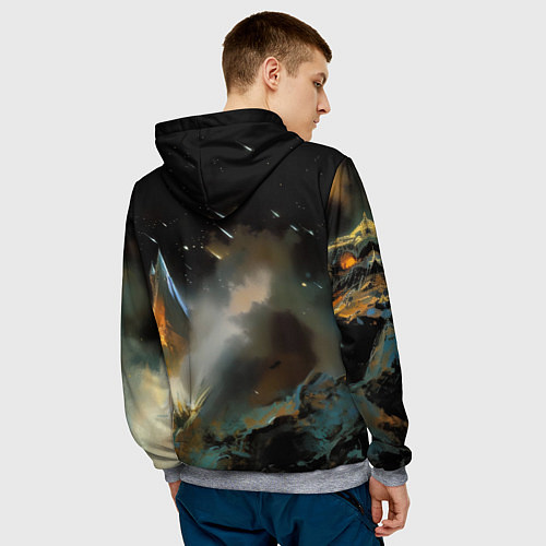 Мужская толстовка Гарри Поттер на фоне замка / 3D-Меланж – фото 4