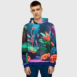 Толстовка-худи мужская Морские растения, цвет: 3D-синий — фото 2