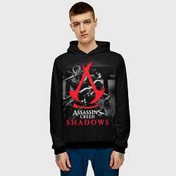 Толстовка-худи мужская Assassins Creed Shadows - samurai, цвет: 3D-черный — фото 2