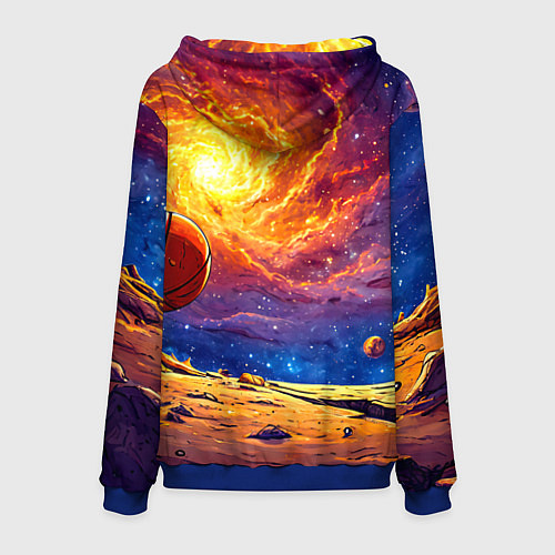 Мужская толстовка Баскетбольный мяч и космос / 3D-Синий – фото 2