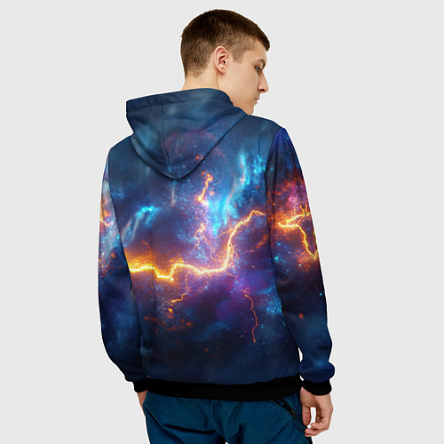 Мужская толстовка Космическая молния текстура / 3D-Черный – фото 4