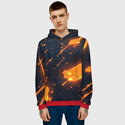 Толстовка-худи мужская Оранжевая краска в движении, цвет: 3D-красный — фото 2