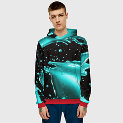 Толстовка-худи мужская Разрыв голубой краски, цвет: 3D-красный — фото 2