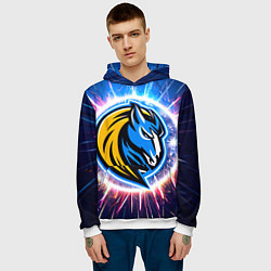 Толстовка-худи мужская Даллас Маверикс логотип в искрах, цвет: 3D-белый — фото 2