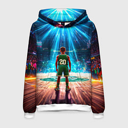 Толстовка-худи мужская Двадцатый из Бостон Селтикс, цвет: 3D-белый