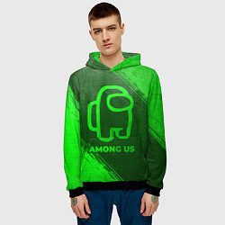 Толстовка-худи мужская Among Us - green gradient, цвет: 3D-черный — фото 2