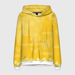 Толстовка-худи мужская Геометрические фигуры желтые, цвет: 3D-белый