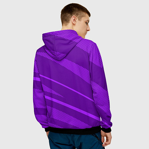 Мужская толстовка Фиолетовый однотонный абстракция с полосой / 3D-Черный – фото 4