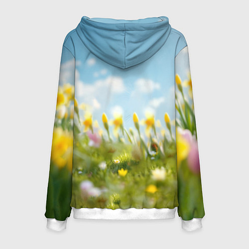 Мужская толстовка Кролик и цыпленок встречают Пасху / 3D-Белый – фото 2