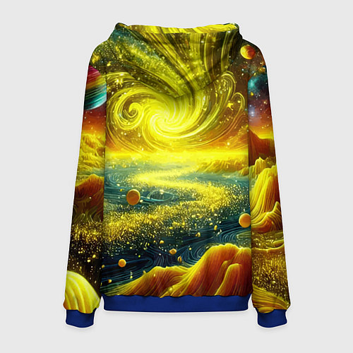 Мужская толстовка Neon galaxy - ai art fantasy / 3D-Синий – фото 2