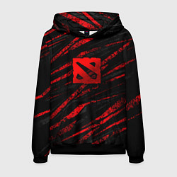 Толстовка-худи мужская Dota 2 - красные потертости, цвет: 3D-черный