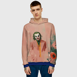 Толстовка-худи мужская Джокер персиковый фон, цвет: 3D-синий — фото 2