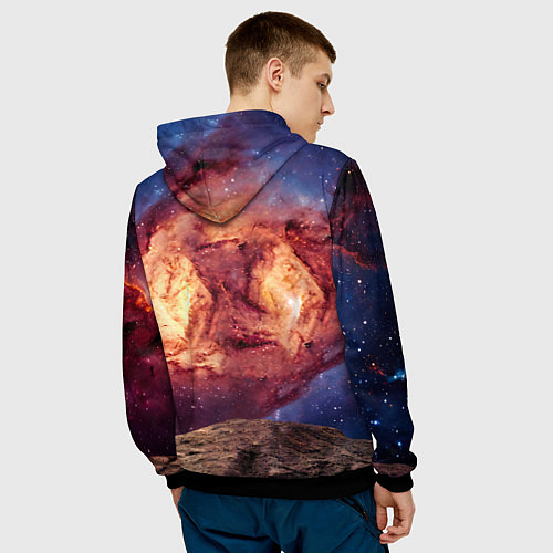 Мужская толстовка Фокстерьер в космосе / 3D-Черный – фото 4