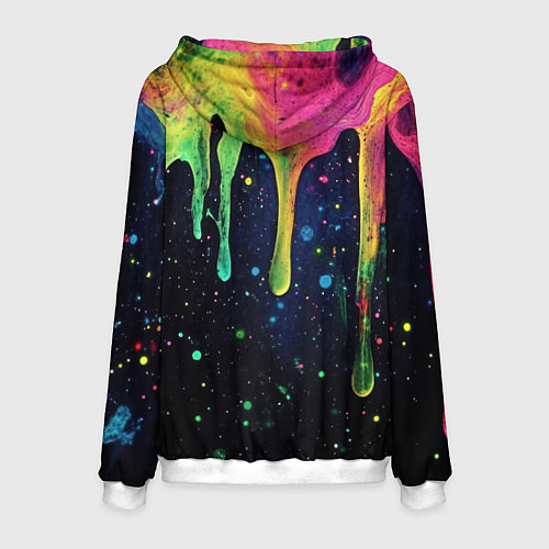 Мужская толстовка Разноцветные потеки краски / 3D-Белый – фото 2