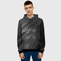 Толстовка-худи мужская Тёмный чёрно-серый абстарктный, цвет: 3D-черный — фото 2
