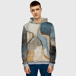 Толстовка-худи мужская Абстракция с песком и водой, цвет: 3D-меланж — фото 2