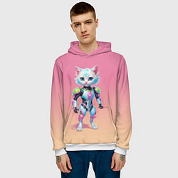 Толстовка-худи мужская Funny kitten - cyberpunk, цвет: 3D-белый — фото 2