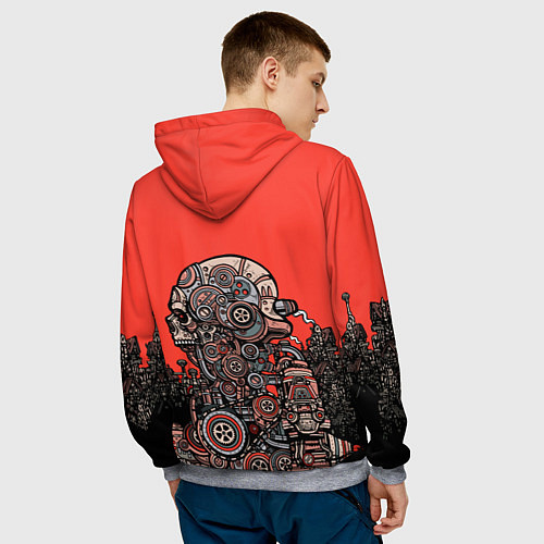 Мужская толстовка Metallica - iron skeleton / 3D-Меланж – фото 4