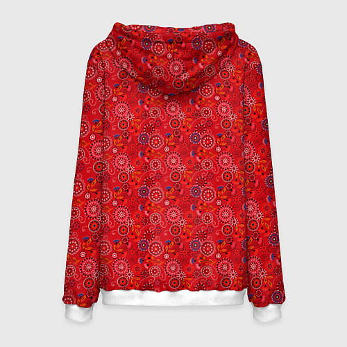 Мужская толстовка Алый красный деревенский абстрактный узор / 3D-Белый – фото 2