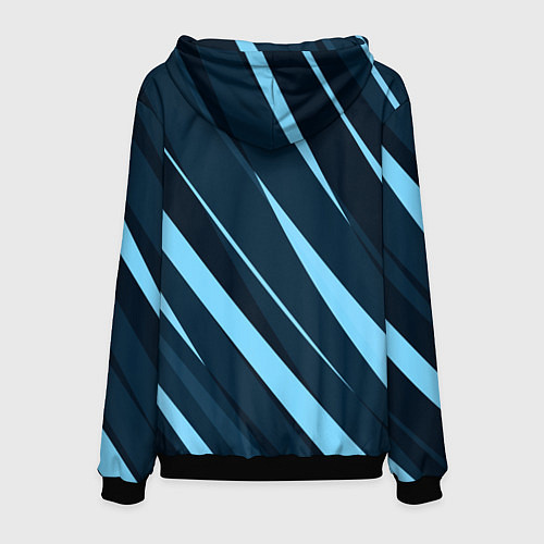 Мужская толстовка Тёмный бирюзовый контрастные полосы / 3D-Черный – фото 2