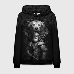 Толстовка-худи мужская Велес славянский - бог богатырь, цвет: 3D-черный