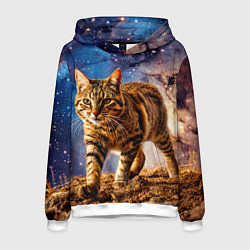 Толстовка-худи мужская Пиксибоб в космосе, цвет: 3D-белый