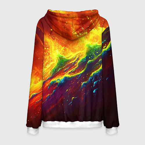 Мужская толстовка Абстрактные волны с огнем / 3D-Белый – фото 2