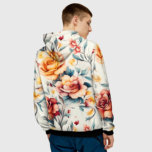 Мужская толстовка Паттерн с переплетением цветов / 3D-Черный – фото 4