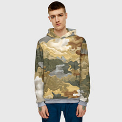 Толстовка-худи мужская Золотистый камуфляж, цвет: 3D-меланж — фото 2