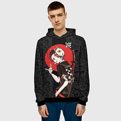 Толстовка-худи мужская Танджиро Камадо убийца демонов, цвет: 3D-черный — фото 2