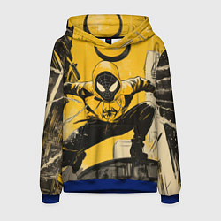Толстовка-худи мужская Черный человек-паук, цвет: 3D-синий